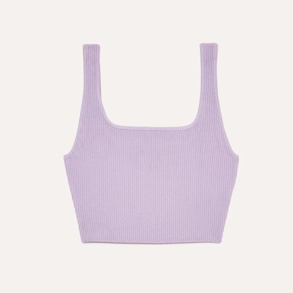 Aritzia Babaton Sculpt Knit Squareneck Cropped Tank in Pastel Lilac